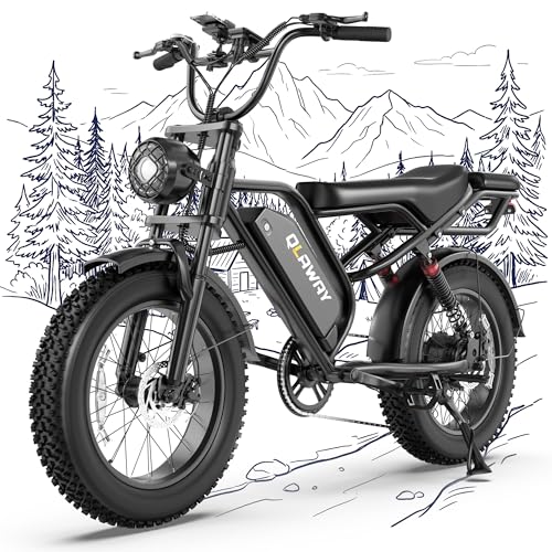 Qlaway Fat Tire Electric Dirt Bike 750w for Adults 20' Full Suspension Electric Motorcycle Ebikes 48V 18AH Removable Battery,31MPH Top Speed,LED Headlights, Turn Signals,40-70 Miles Range