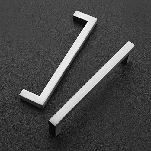 Image of Ravinte Satin Nickel Cabinet Handles Slim Cabinet Pulls, 5 Inch CC, 20 Pack | Slim Square Bar Grip, Smooth Drawer Pull Feel, Kitchen Cabinet Update, For Cupboards, Dressers, Drawers, Hardware Projects