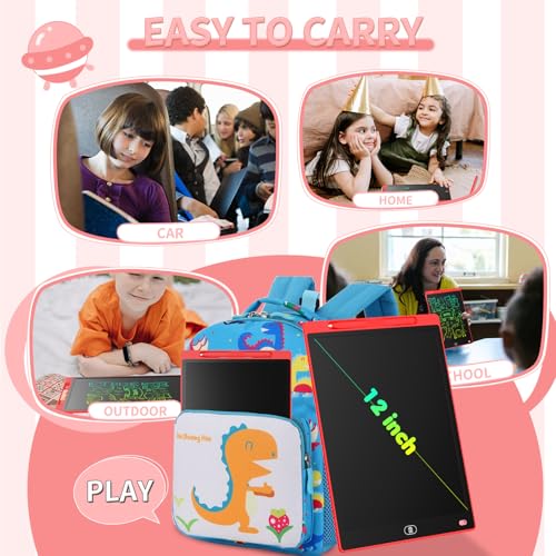 Image of [2 Pieces] LCD Writing Board, 12 Inches, Genialba Colourful LCD Writing Tablet, LCD Writing Tablet, Electronic Tablet, Graphic Tablet for Children's Games 2 3 4 5 6 7 Years Boys Girls (Blue & Red)