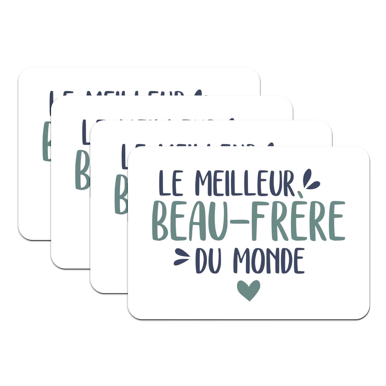 Lot de 4 sets de table blanc 39,5x28,5 cm dessous caoutchouc
