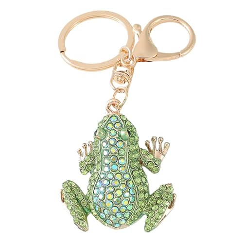 Fashion Yellow Pineapple Rhinestone Alloy Resin Women Car or Bag Keychain (Green Frog)