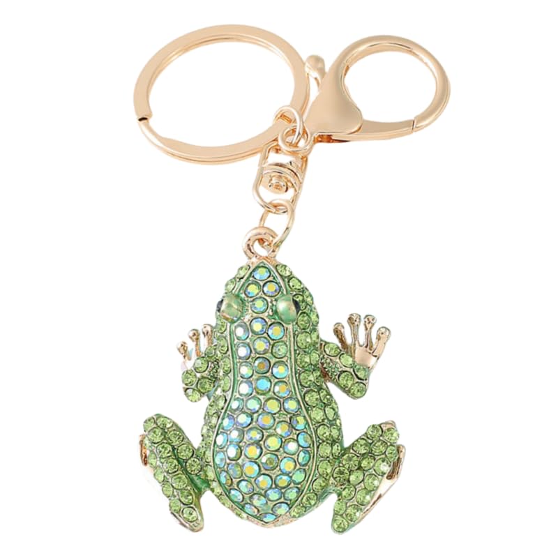 Reizteko Fashion Yellow Pineapple Rhinestone Alloy Resin Women Car or Bag Keychain (Green Frog)