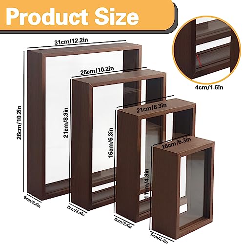 4 pcs Deep Shadow Box Frame, Double Glass Shadow Boxes Display Cases, Wooden Dried Flower Frame - Image 2