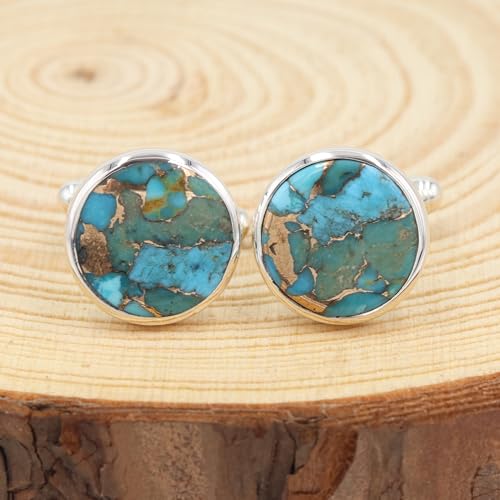 Gemelos para hombre con turquesa cobre azul 925 plata miniatura 7