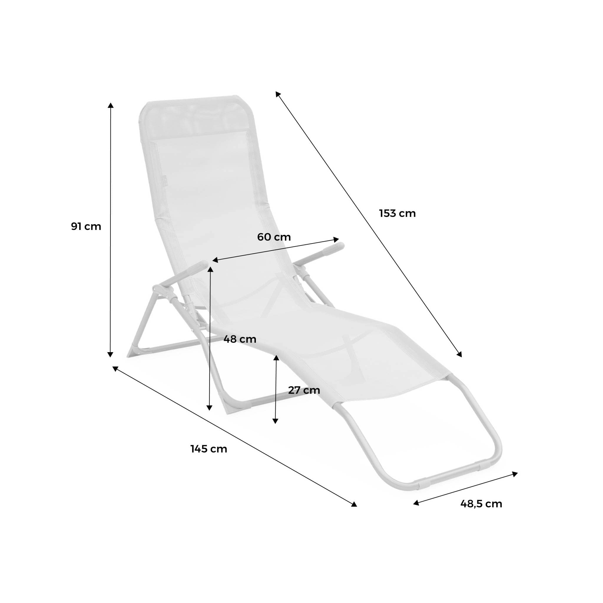 Set 2 sdraio in textilene multiposizione Grigio bruno - 60x165x70 cm