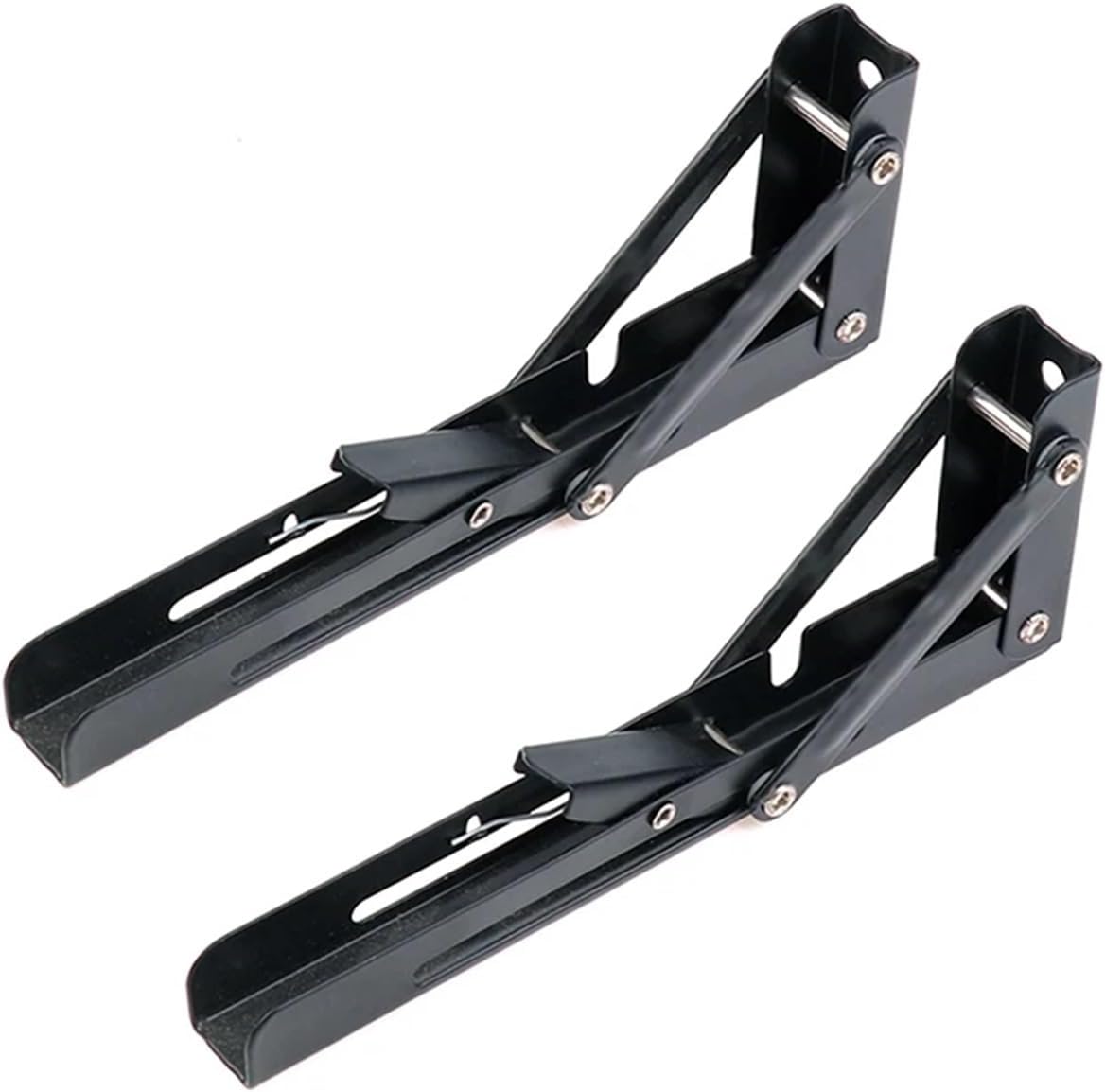 2pcs Cold Rolled Steel Triangle Folding Shelf Bracket, Heavy-Duty for Tables, Work Benches Or Wall Mount(8inch 2PCS)