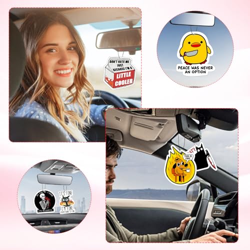 Image of 10Pcs Funny Car Air Freshener Hanging Decor Cute Accessories for Auto Interior, Funny Mirror Decor Hanging Cars Freshener Interior Gift for Men Women