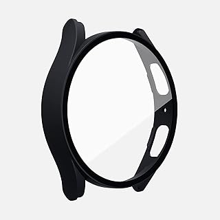 Mobilic Hard Pc Case With Tempered Glass Screen Protector Compatible With Samsung Galaxy Watch 5 Bluetooth 40 mm 44 mm/Lte 44 mm, Anti-Fall Protective Case, Black 44 mm