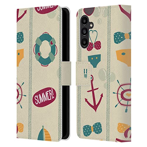 Étui portefeuille Galaxy A13 5G Head Case Designs en cuir jaune et rouge