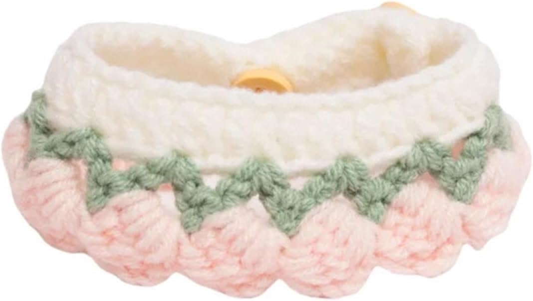 Pet Collars Hand Knitted Cat Collar Flower Bib Adjustable Pet Scarf for Small Cats Dogs
