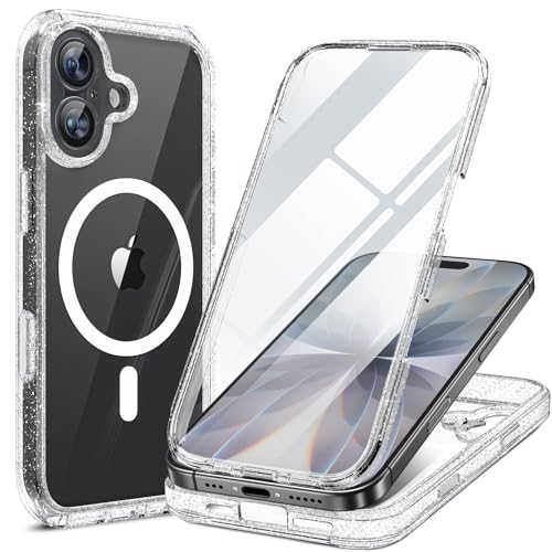 Image of Miracase for iPhone 17 Case 6.3'', Full-Body Military Drop Protection Outdoor Phone case with Built-in Glass Screen &Camera Control,Easy Installation,No Gap,Compatible with MagSafe,Clear Glitter