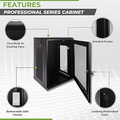 Navepoint 15U Deluxe IT Wallmount Cabinet Enclosure 19-Inch Server Network Rack with Locking Perforated Door 16-Inches Deep Black
