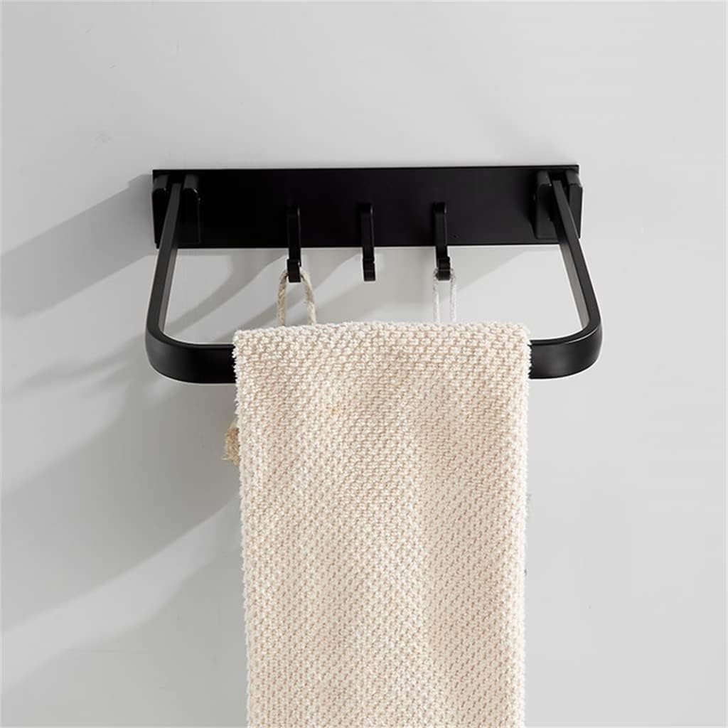 Towel Rack Black Towel Ring Bathroom Rack Hook Towel Rack Bathroom Wall-Mounted Bathroom Accessories (Color : A Size