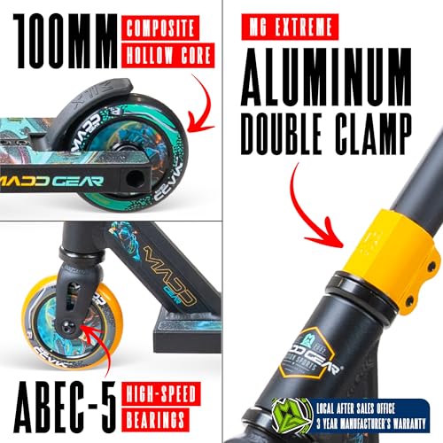 Image of Pro Stunt Trick Scooter for Kids Ages 5-12 - Lightweight Durable Freestyle Kick Scooter for Skatepark and Street - Easy Assembly - Madd Gear MG2