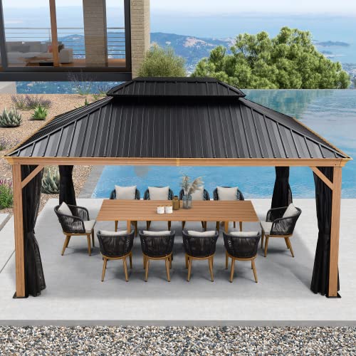 Purple Leaf 11 Pieces Patio Dining Set Wicker Outdoor Furniture Rectangular Table And Chairs Set For Garden Deck Teak-Finish Aluminum Frame Backyard Kitchen Set, Cushions And Pillows Included #TOP1