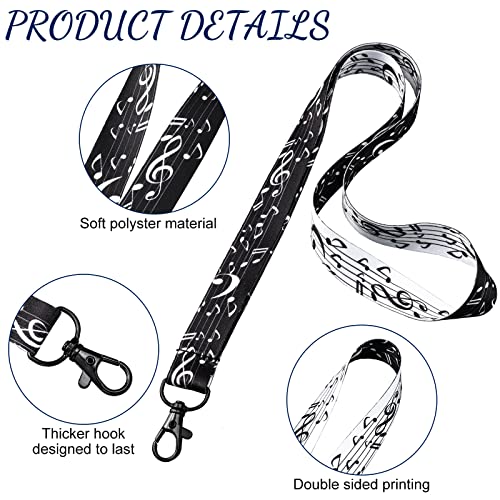 Fuutreo SLI-FUUTREO-1311 6 Sets Musical Notes Lanyard Keychain Vertical Horizontal Id Badge Holder 6 Waterproof Name Tag Holder 6 Music Keychain Lanyard Plastic Card Sleeves thumb #2