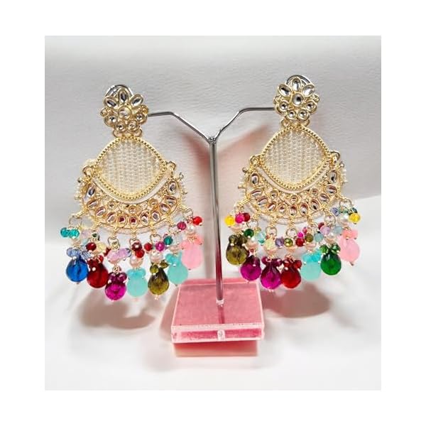 Multi crysrtal and pearls earrings - Image 3