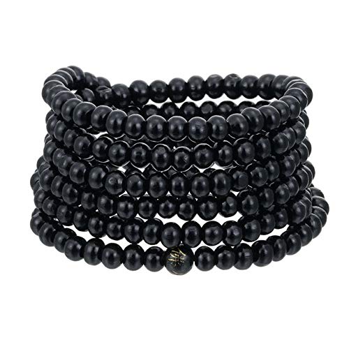 Mala de prière bouddhiste en perles de bois de santal naturel zen