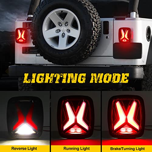 Audexen 3D X Shaped Design Dot Led Tail Lights, Drl Turn Signal Brake 10W Reverse Light Compatible With Jeep Wrangler Yj Tj Cj Trucks Etc #TOP1