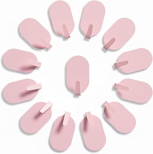 Miniatura 12 de Ganchos adhesivos de pared para colgar, paquete de 12 unidades, instalación sin taladro, ganchos extraíbles de acero inoxidable para baño, cocina,