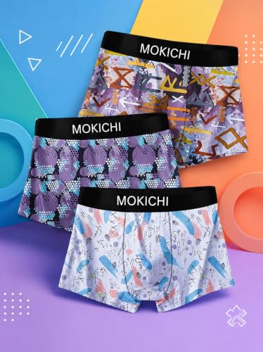 Image of Men's Printed Boxer Briefs | Comfortable Trunk-Style Innerwear with Elastic Waistband | Multicolor Pack of 3