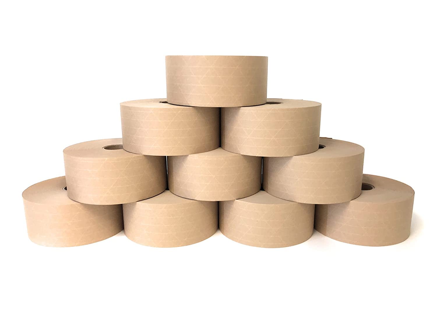 APT, 10 Rolls (72 mm (2.8") x 450ft(150Yds)) Water-Activated Fiberglass Reinforced Kraft Paper Tape, Gummed Paper Tape, Brown Paper Tape, Heavy Duty Packaging Tape