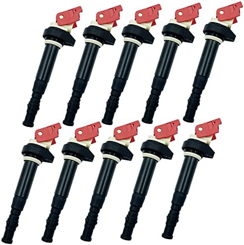 10PCS ARKAUTO HIGH PERFORMANCE ENERGY RED TOP IGNITION COIL 12137835108 12137841556 UF572 UF-572 C1643 12137841556 5C1700 FOR BMW M5 M6 E60 E61 E63 E64 5.0L V10 S85