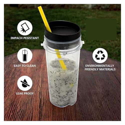 2 Piezas vaso de 16 OZ con cuatro tapas para licuadora miniatura 4