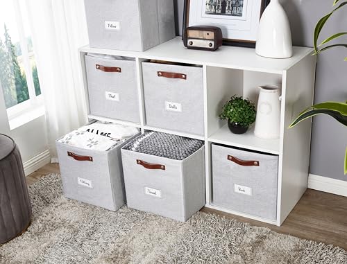 Image of DECOMOMO Storage Cube | 13x13x13 Storage Cube Bins with Label Holders, Fabric Storage Cubes for Shelves Closet Toys Clothes (13 inch / 6pcs, Light Texture Grey)