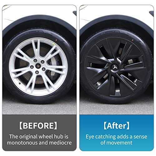 Image of Tesla Model Y Hub Caps Model Y Wheel Cap 19 Inch Hub Caps Heavy Duty Wheels Rim Covers for Tesla Model Y (Set of 4)