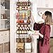 Moforoco Over The Door Pantry Organizer, Pantry Door Organizer Shelves, Kitchen Organizers and Storage, Hanging Basket Wall Spice Rack Seasoning Shelves, Laundry Room Bathroom accessories（Brown ）