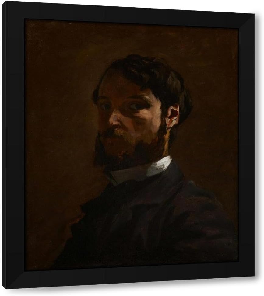 Frédéric Bazille 20x23 Black Modern Framed Art Print Titled: Self-Portrait (1867-1868)