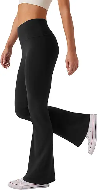Svarta Yoga Pants: High Waist Flared Tummy Control Leggings for Workout & Running