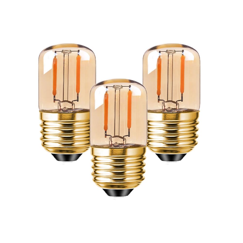 KINGYEENUO Vintage E27 LED Bulb 1.5W, T28 Amber LED Bulbs 10W Equivalent, Edison Screw Filament Bulb, Ultra Warm White 2200K