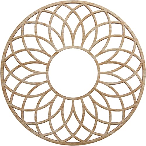 Image of Ekena Millwork 16 inchOD x 5 1 /2 inchID x 3 /8 inchT Cannes Wood Fretwork Pierced Ceiling Medallion, Red Oak