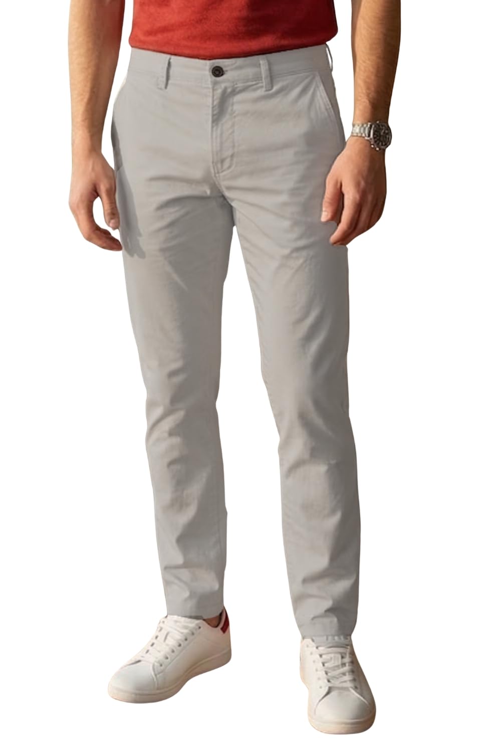 louis philippe Men's Slim Fit Premium Cotton Soft Handfeel Solid Chinos-picture-20