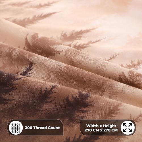 Image of Story@Home Luxe 300 TC 100% Cotton Sateen Weave Compact Yarn Bedsheet King 108 x 108 Inches Tree Soft Flat Sheet with 2 Pillow Covers 18 x 27 Inch -Brown and Beige Ombre-Gift Packaging