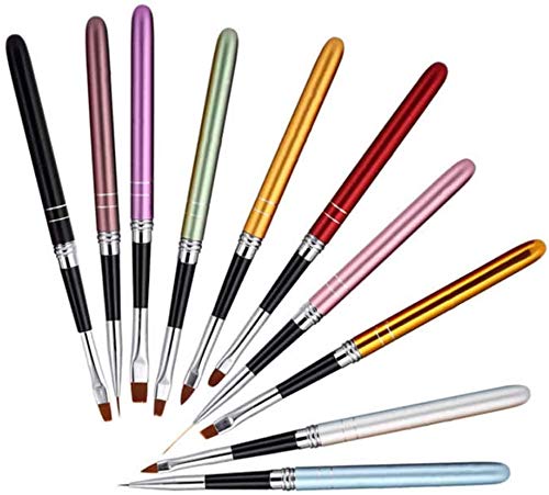 ジェルネイルブラシ キャップ付き 10本セット ネイルアートブラシ ジェル アート 筆 スカルプ 3D ネイルブラシセット