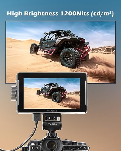 Image of VILTROX DC-550 PRO Touchscreen Camera Video Monitor, 5.5 Inch 1200nits 4K HDMI in /Out Video Field Monitor Kit with Battery - On-Camera Touchscreen Monitor, 3D LUT, 1920X1080
