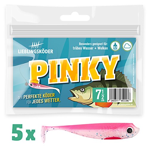 5 esche in gomma, 7,5 cm, per pesca al luccio