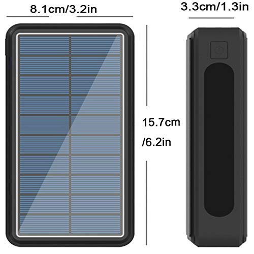 Batería Externa Solar Cargador Solar 50000Mah, Power Bank Solar Inalámbrico con Entrada Tipo C Y 4 Salidas USB, Powerbank Cargador Portatil Bateria Externa con Linterna LED