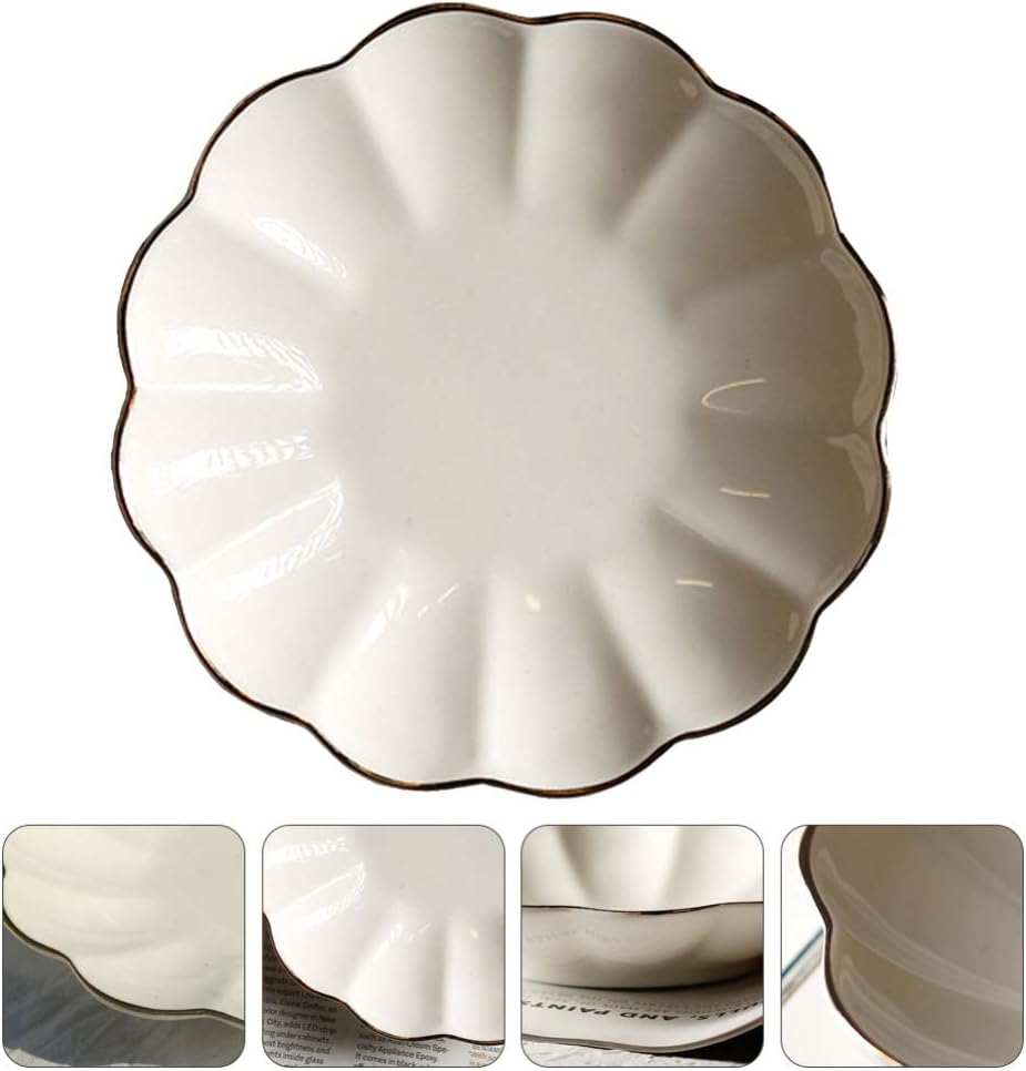 Beaupretty Ceramic Fruit Bowl Snacks Jewelry Plate Candy and Nut Serving Container Appetizer Tray Food Dessert Storage Dish Flower Shaped for Home Restaurant Office : Home & Kitchen