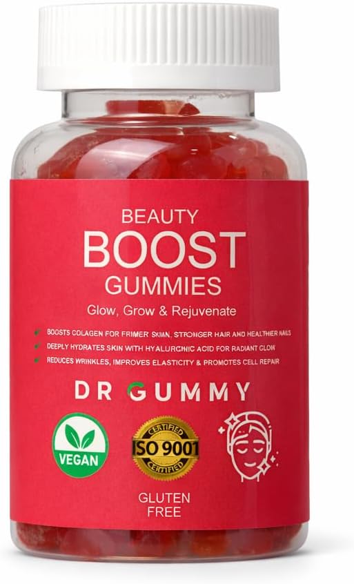 Beauty Boost Gummies – Collagen + Hyaluronic Acid for Skin Hydration Support, Antioxidant Blend Resveratrol, CoQ10, Astaxanthin, Hair Skin Nails, 60 Gummies