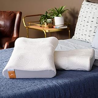 Tempur-Pedic TEMPUR-Ergo Advanced Neck Relief Pillow, Contoured Soft and Firm Support, Standard, White