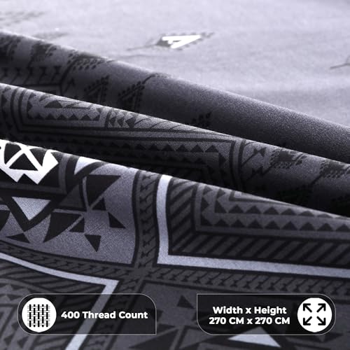 Image of Story@Home Luxe 400 TC Sateen Weave 100% Cotton Bedsheet King 270 cm x 270 cm Ombre Printed Soft Flat Sheet with 2 Pillow Covers 18 x 27 Inch -Graphite Grey-Gift Packaging