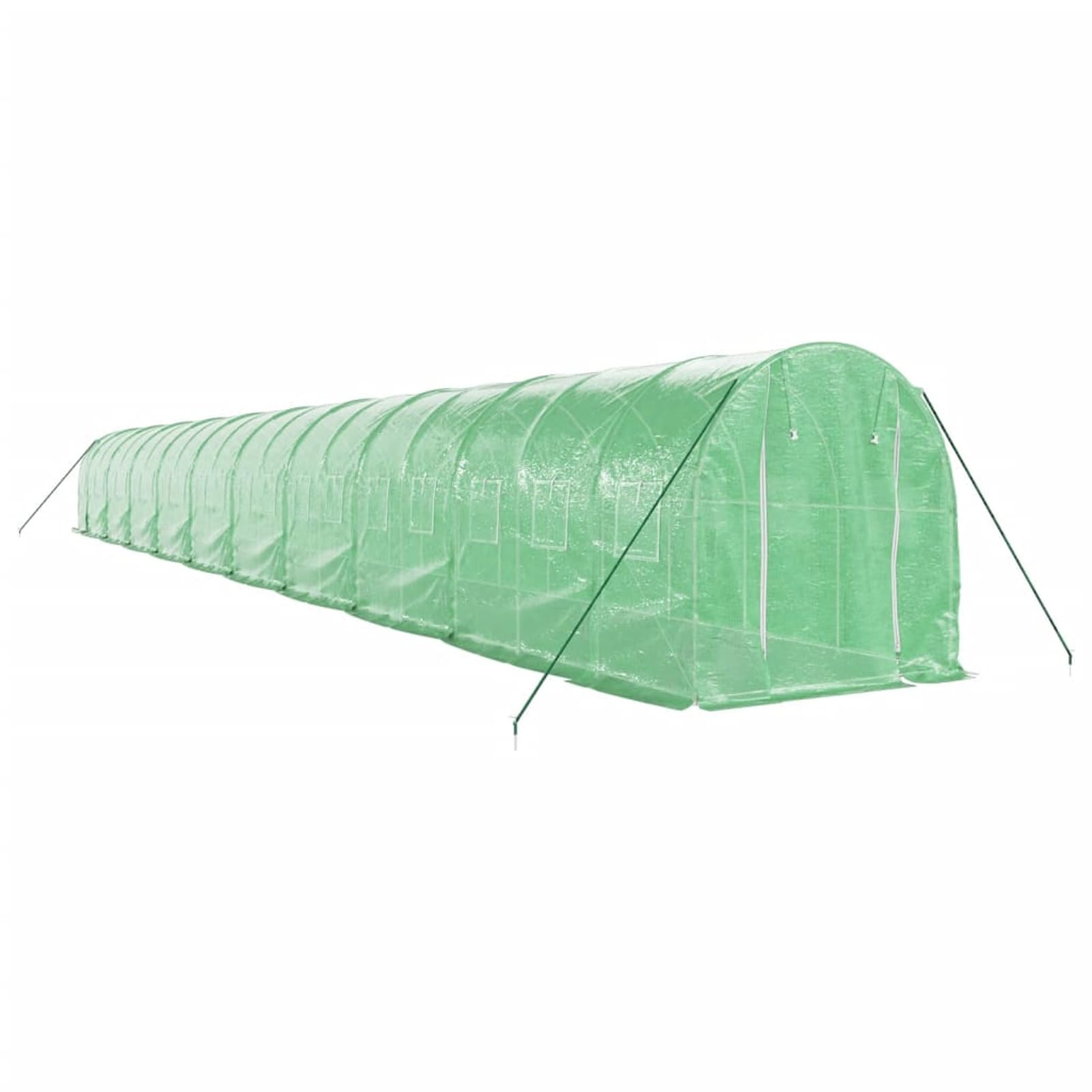 Tunelowa szklarnia ogrodowa, szklarnia ogrodowa z oknami do zielonych roślin i owoców, szklarnia z zieloną stalową ramą, 40 m² 20 x 2 x 2 m
