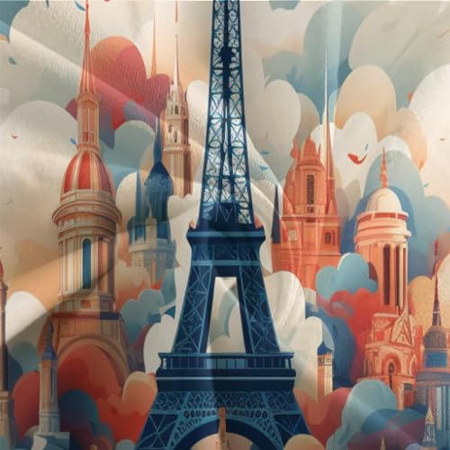 Funda nórdica Torre Eiffel 3D sin arrugas de microfibra transpirable para cama de niños 8