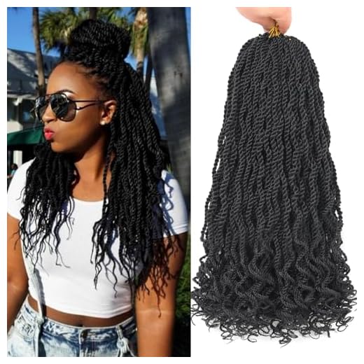 Kachanaa 18 Inch Wavy Senegalese Twist Crochet Hair 8 Packs Pre-Looped Passion Twist Crochet Hair With Curly Ends Synthetic Havana Twist Braiding Hair Extension for Women Kids 1B#