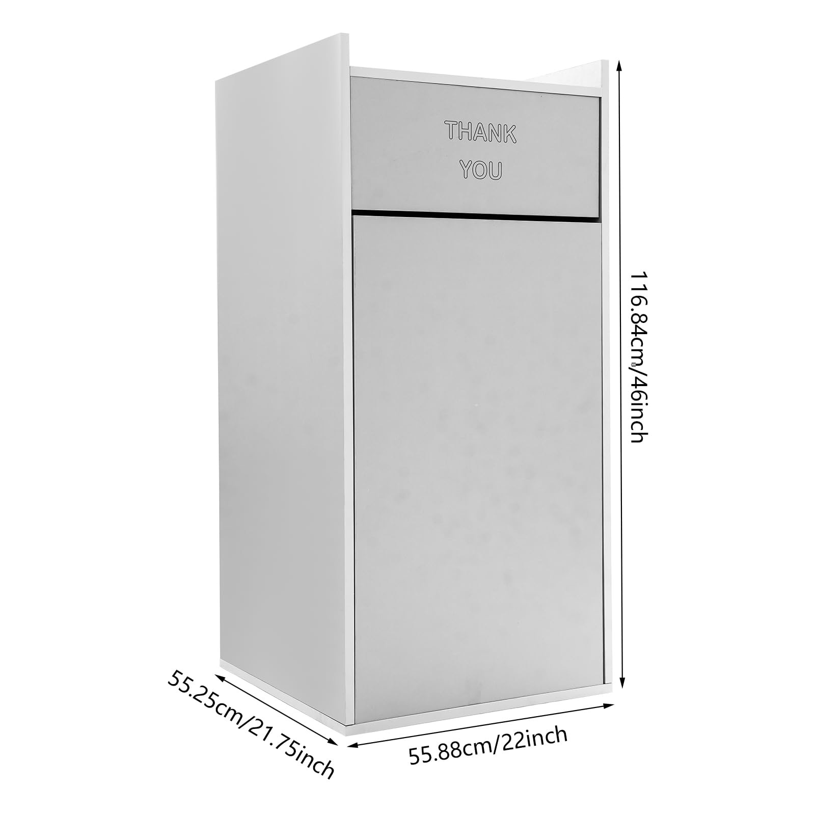 Cubo de basura de madera, cubo de basura comercial con bolsa de basura plegable, 22 x 22 x 46 pulgadas, cubo de basura de restaurante para oficinas y cafeterías, carga total 50 kg (plata)