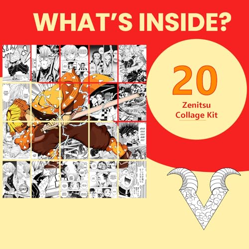 Image of VEENSHI Set of 20 Zenitsu Wall Posters | Demon Slayer | Poster of Anime | 300 GSM Thick Poster Size : 11.9x8.3 inch
